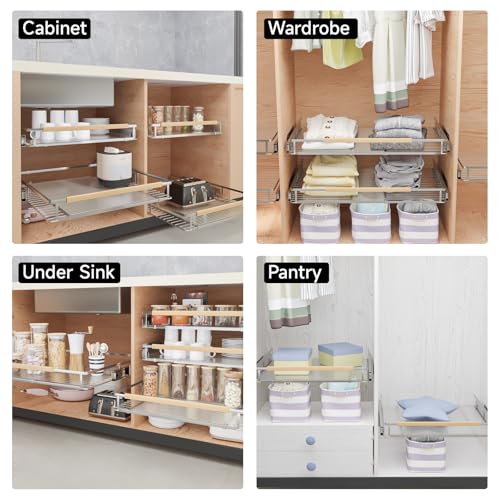 2Pack Expandable Pull Out Cabinet Organizer (X-Large, 23.2~39.9''W x 22.5''D/Side-Mount / 2 Pack)