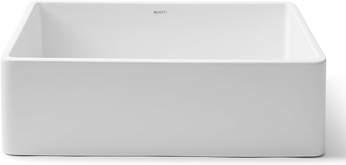 Ruvati 33 x 20 inch Fireclay Reversible Farmhouse Sink - Apron-Front Single Bowl Kitchen Sink - Resistant to High Temperatures - White - Made in ITALY - RVL2300WH