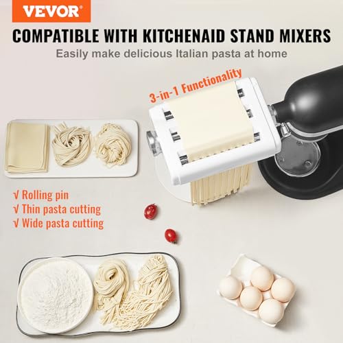 Pasta Maker Attachment for KitchenAid Stand Mixer (3-IN-1)