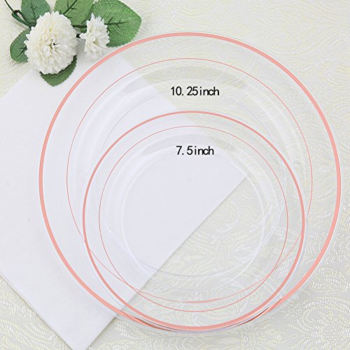 60 Pcs Rose Gold Plastic Plates (60 Pieces / Rose Gold)