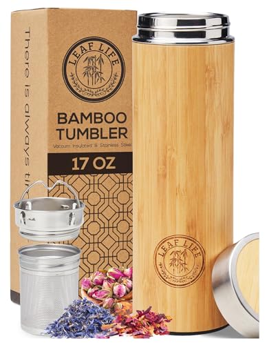Premium Bamboo Tea Tumbler with Infuser for Loose Leaf Tea (17 Ounces)