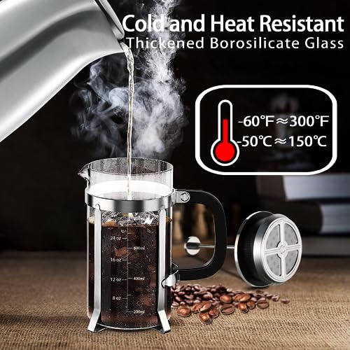 French Press Coffee Maker 304 Stainless Steel Coffee Press (Silvery / 34 oz)