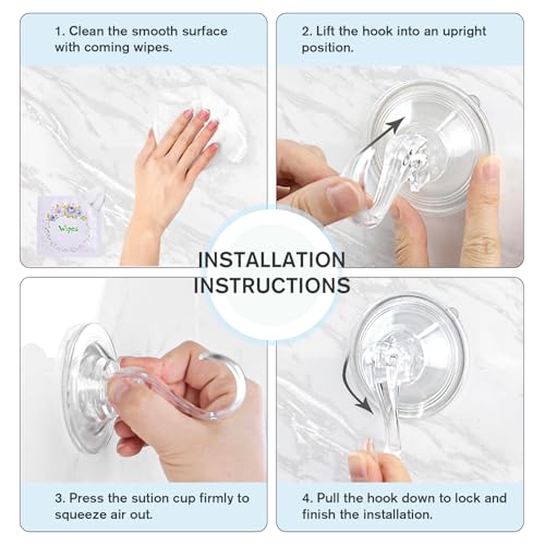 Suction Cup Hooks with Wipes
