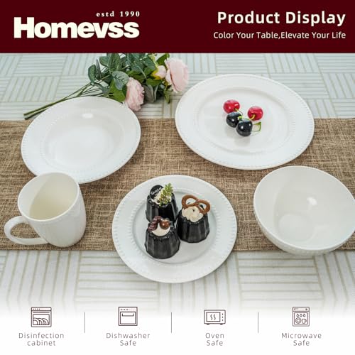 HomeVss New Bone China Dinnerware Set (Pearl / Service for 8 - 40pc Set)