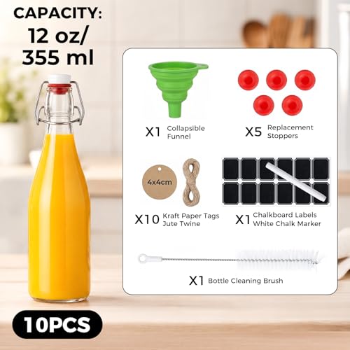 10pack 12oz Swing Top Glass Bottles with Airtight Lids for Vanilla (12 oz 10 pack)