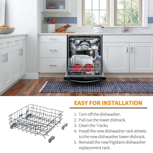 Upgraded WD28X25960 Dishwasher Lower Rack Replacement Parts for GE Dishwasher Bottom Rack Profile Triton XL Monogram Cafe Dishrack GE Dishwasher Rack Lower Drawer Tray With WD35X21041 Rollers