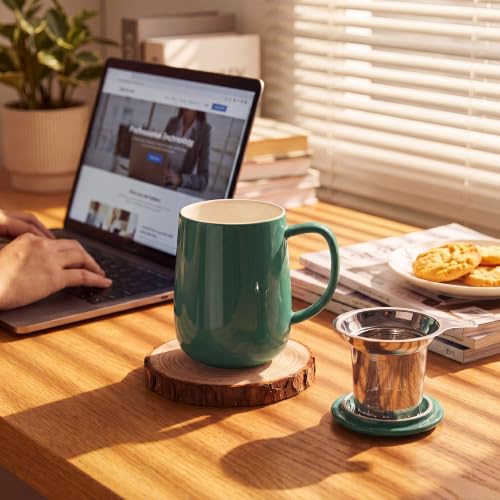 20 OZ Porcelain Tea Mug with Infuser and Lid (Sage Green)