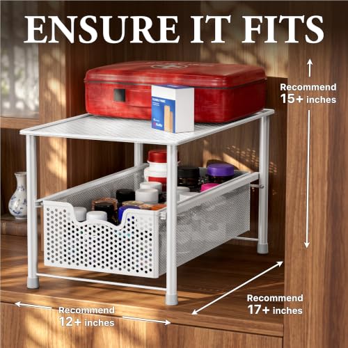 Stackable Under Sink Sliding Basket Drawer (White)