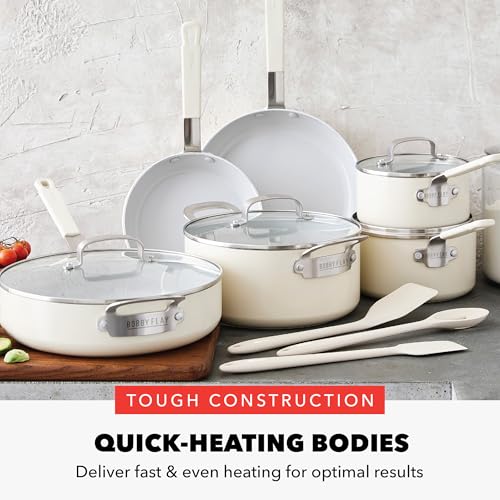 x Bobby Flay 13 Piece Ceramic Nonstick Cookware Set (13 Piece Cookware Set / Cream)