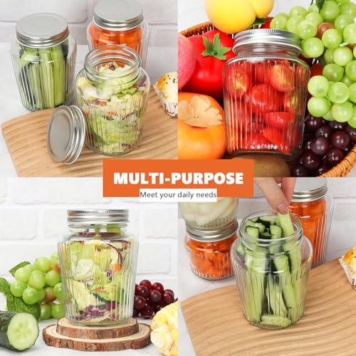 Glass Mason Jars with Lids (Vintage 16oz 4pack)