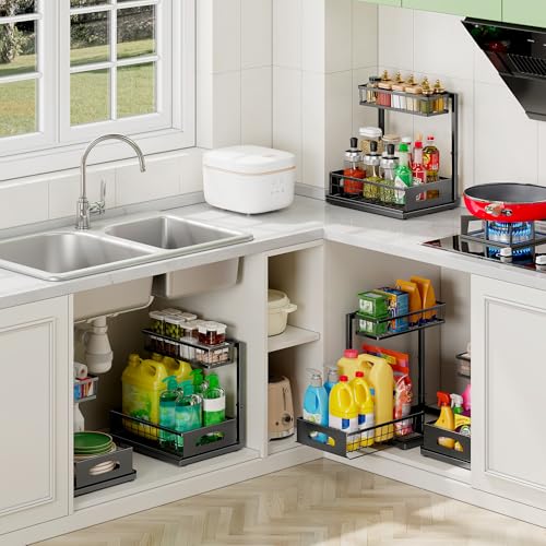 Under Sink Organizer (2 Pack / Black)