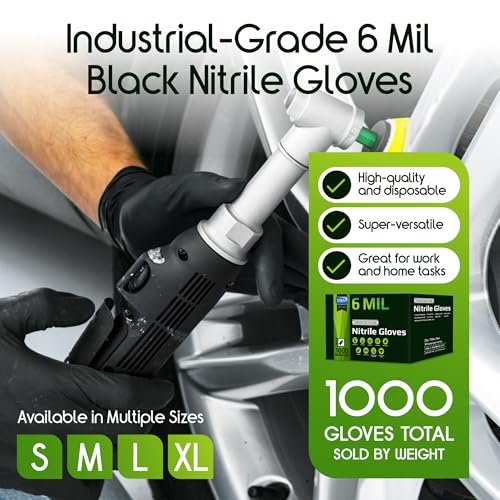 Black Nitrile Gloves HEAVY DUTY 6 Mil Nitrile Chemical Resistant Medical Cooking Cleaning Disposable Black Gloves Case (Medium / Black 6mil Case of 1000)