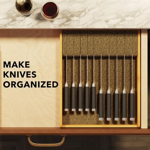 Large Knife Drawer Organizer Bamboo Insert Dock (Natural, Large)