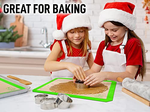 2 Pack) Silicone Baking Mat Sheet Set - Reusable Baking Mat Nonstick - Half Sheet Baking Mat For Oven - 16.5" x 11.6" (Light Green) (2 Count)