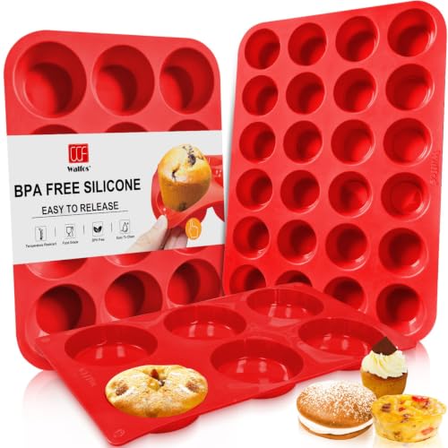 Silicone Muffin Pan Set of 3 (Muffin Pan Set / 3 Pcs: 24Cups + 12Cups + Top 6Cups)