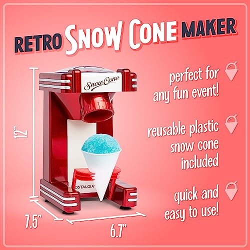 Snow Cone Shaved Ice Machine (Single Serve / Metallic Red)