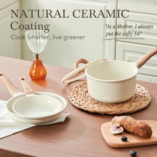 22 Piece Ceramic Cookware Set (Milky White)