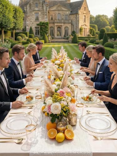 180pcs Clear Gold Plastic Dinnerware Set for Wedding Party (Clear and Gold Plastic Dinnerware Set / 180PCS)