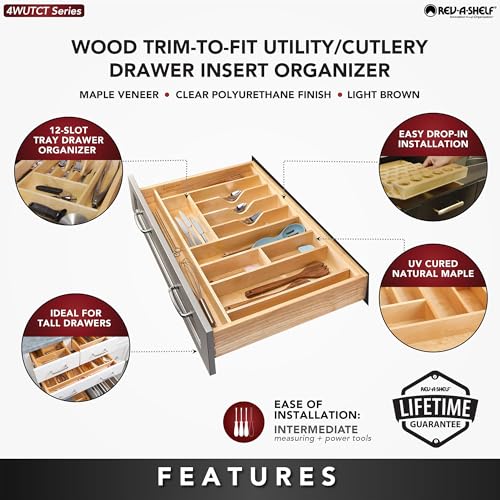 Trim-to-Custom-Fit Utensil Drawer Organizer, 33.11"x21.97" (Standard)