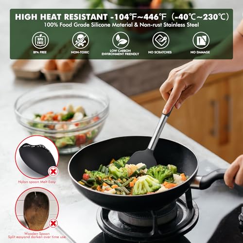 Silicone Kitchen Cooking Utensils Set (Gray)