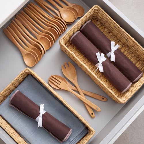 6 Pcs Anti Tarnish Silverware Storage Bags Felt (12 Slots / Brown)