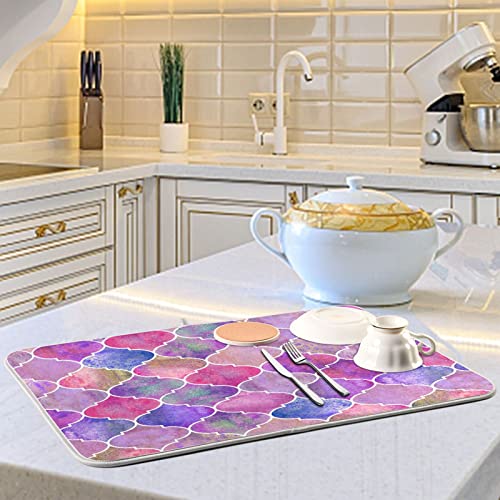 Super Absorbent Dish Drying Mat (Vintage Decorative Moroccan / 18" x 24")