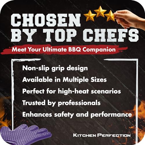 S Silicone Smoker BBQ Gloves (Purple / Small)