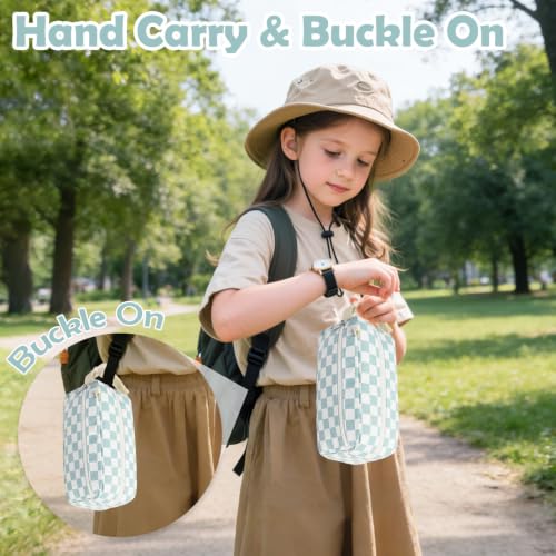 Freezable Snack Bag with Removable Ice Packs (with Ice Packs - Checkered Green)