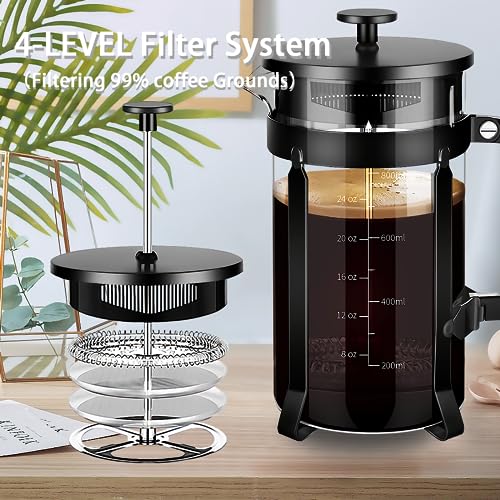French Press Coffee Maker 304 Stainless Steel Coffee Press (Black / 34 oz)