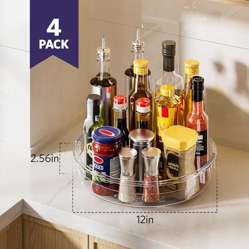 4 Pack 12in Lazy Susan Organizer (Clear 12in / 4 Pack)