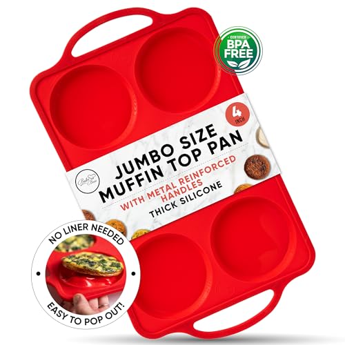 Confetti 4 Inch Jumbo Silicone Muffin Pans for Baking (Red / Jumbo (6 Cups Pan))