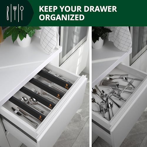 Bamboo Drawer Dividers Organizers (Large (up to 22") / Black)