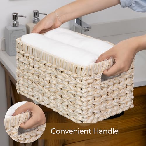 White Wicker Baskets for Storage (Butter Milk / 13"L x 8¼"W x 7"H)