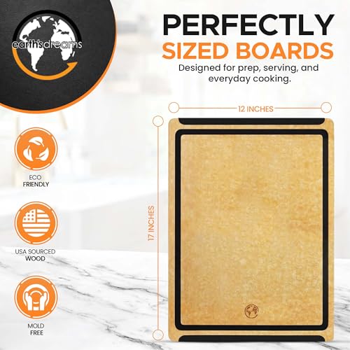 Earth’s Dreams Composite Wood Cutting Board 17” x 12” (Tan/Black-Single)