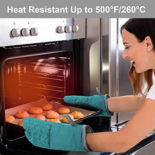 Oven Mitts and Pot Holders 6pcs Set (Lake Blue)