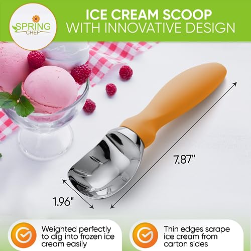 Heavy Duty Metal Ice Cream Scoop with Soft Grip Handle