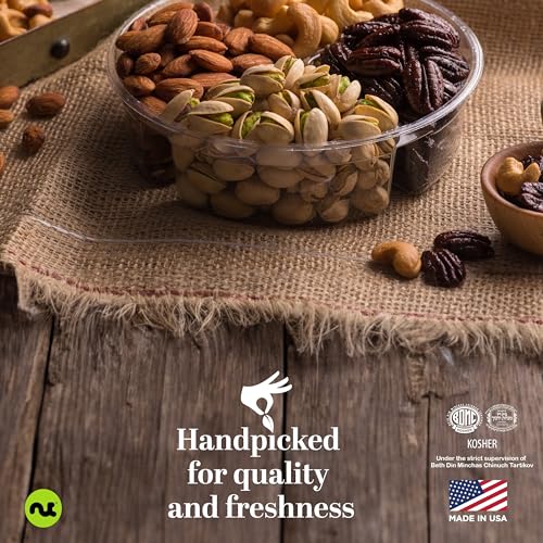 Mixed Nuts Gift Basket (3. Classic Red Ribbon - (4 Piece Assortment))