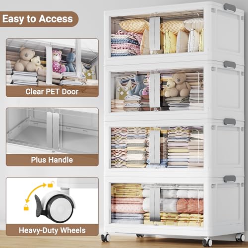 800QT Stackable Storage Bins with Lids (160QT -5pack / White)