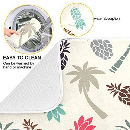 Super Absorbent Dish Drying Mat (Coconut Palm Trees Pineapples / 16" x 18")
