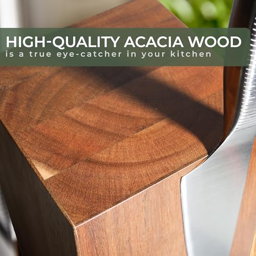 Magnetic Knife Holder Made of Acacia Wood (360° Magnetic Knife Block)