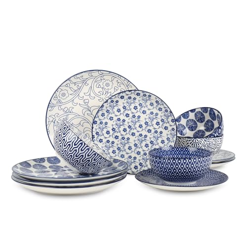 Ceramic Dinnerware Sets (Vintage Blue / 12 Pieces)