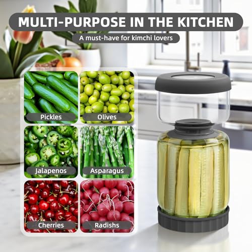 Hourglass Pickle Jar with Strainer Flip (46oz Grey)