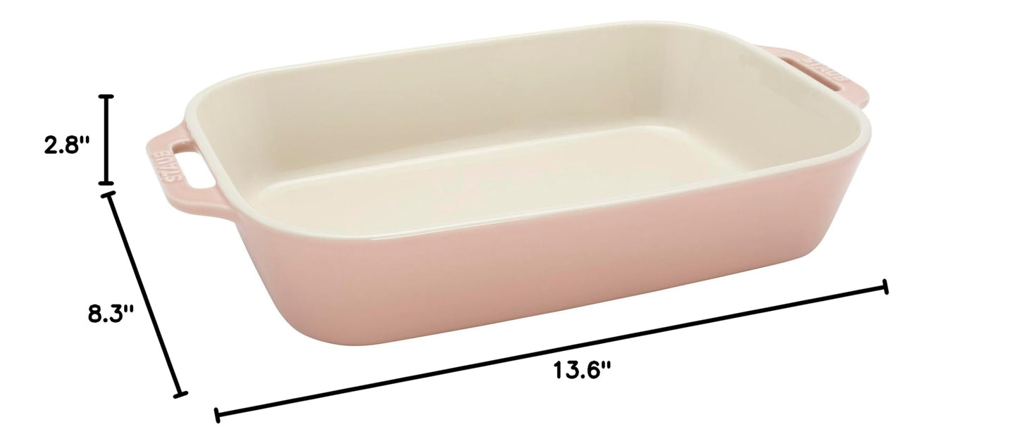 Ceramic 3 pc Rectangular Baking Dish Set (3-pc / Macaron Pastel Pink)