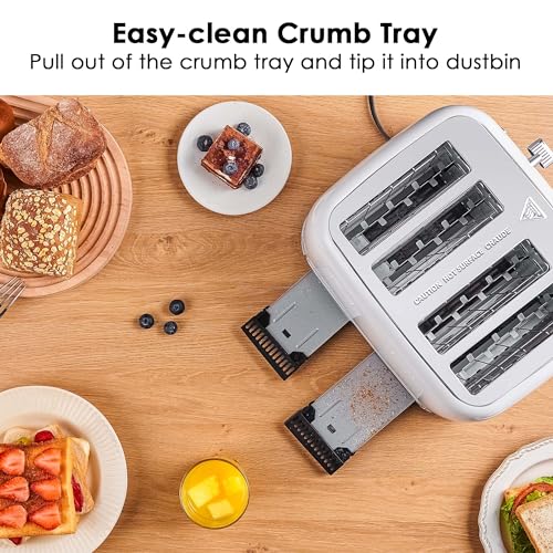 Toaster 4 Slice Retro Stainless Steel with Extra Wide Slots Bagel