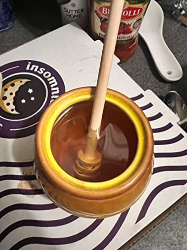 12oz Ceramic Honey Jar with Wooden Dipper Stick (Honey Jar-Yellow)