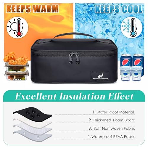 NOL Insulated Lunch Bag for Adults (Black / Small (4.5 Liters))