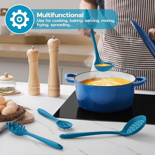 Silicone Cooking Kitchen Utensils Set (Navy Blue)