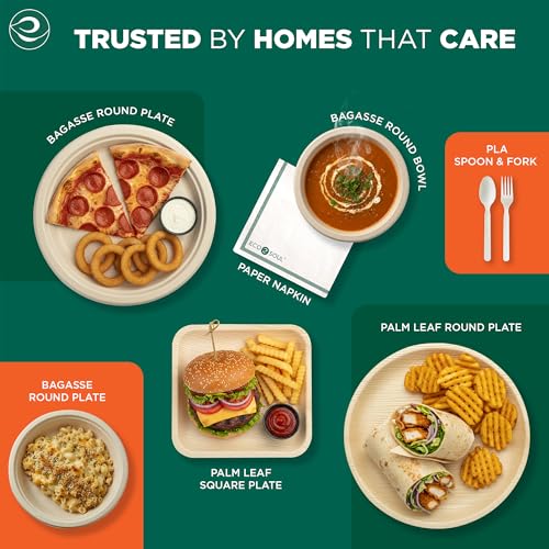9 Inch Disposable Bagasse Paper Plates (9" [Natural])