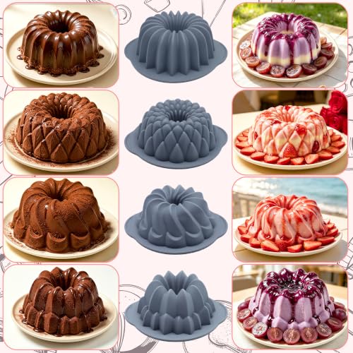 4 Pieces Silicone Cake Pan (4pcs waterfall cake pan(10 Cups))