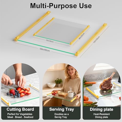 Tempered Glass Cutting Board for Kitchen (Yellow)